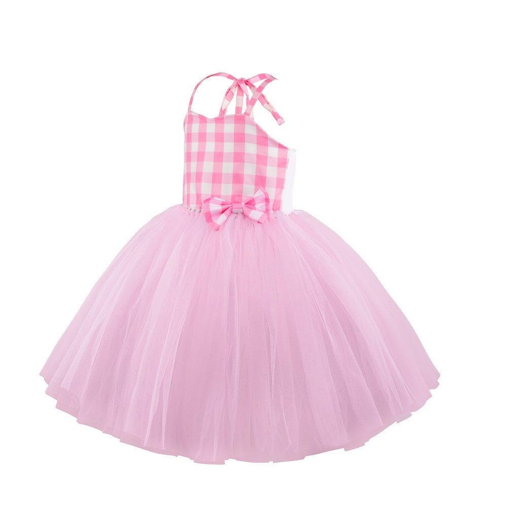 Halloween Style Checkered Tulle Puffy Princess Dress Set for Girls