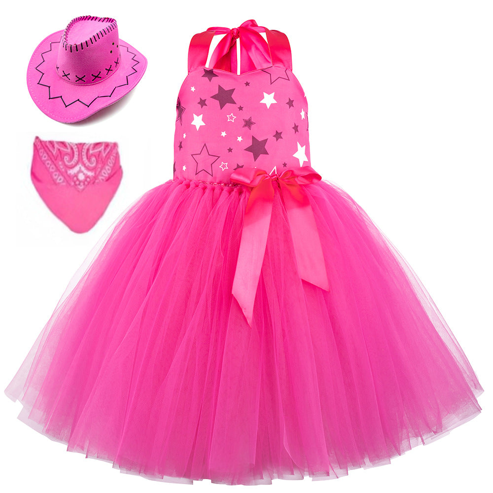 Halloween Style Checkered Tulle Puffy Princess Dress Set for Girls