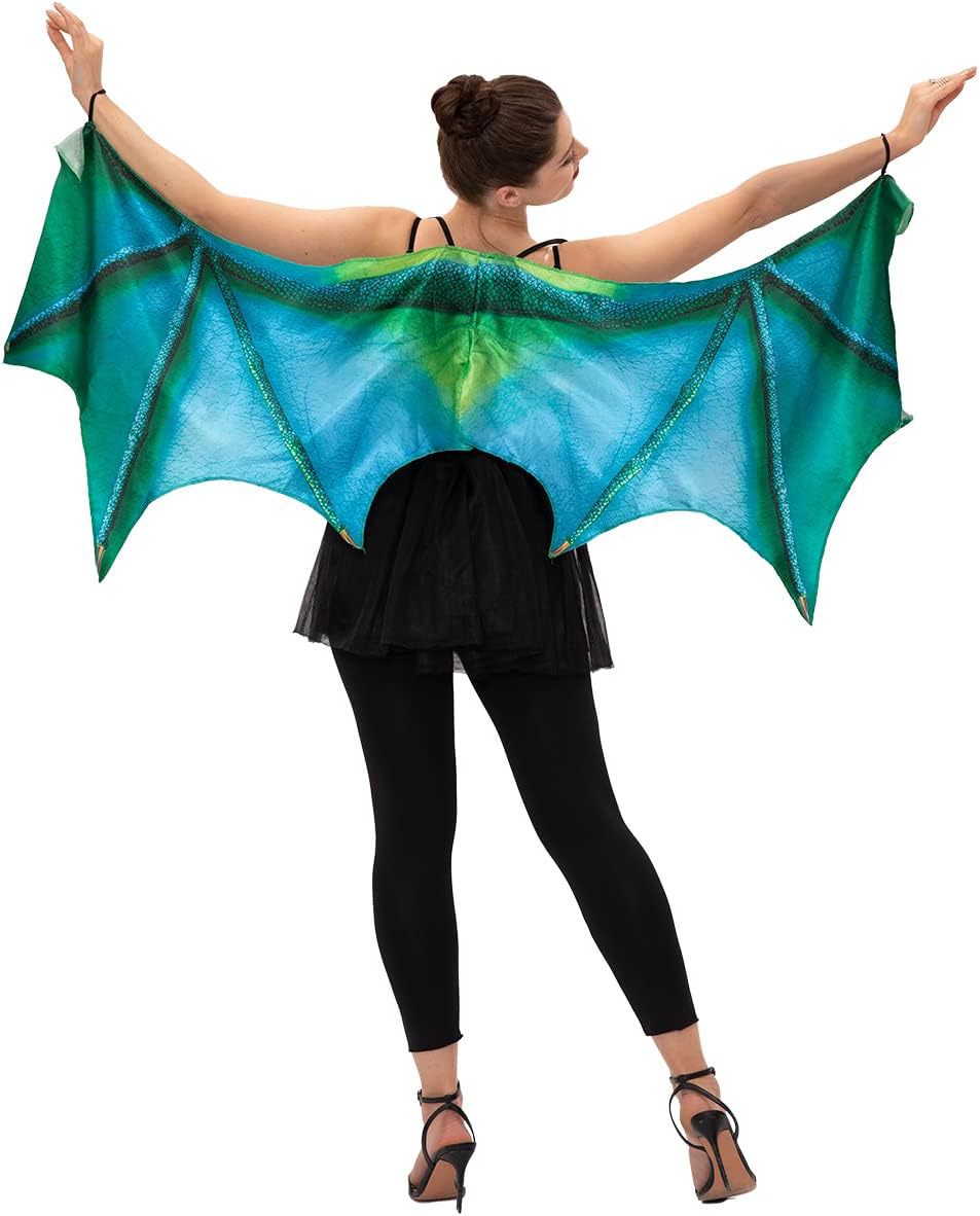 Halloween Adult Women's Dragon Horn Wings Green Purple Costume