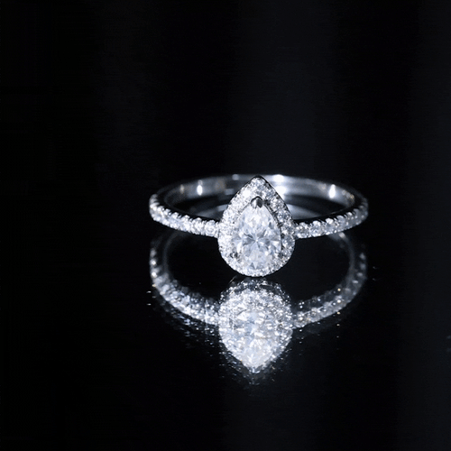 Certified Lab Grown Diamond Teardrop Halo Engagement Ring